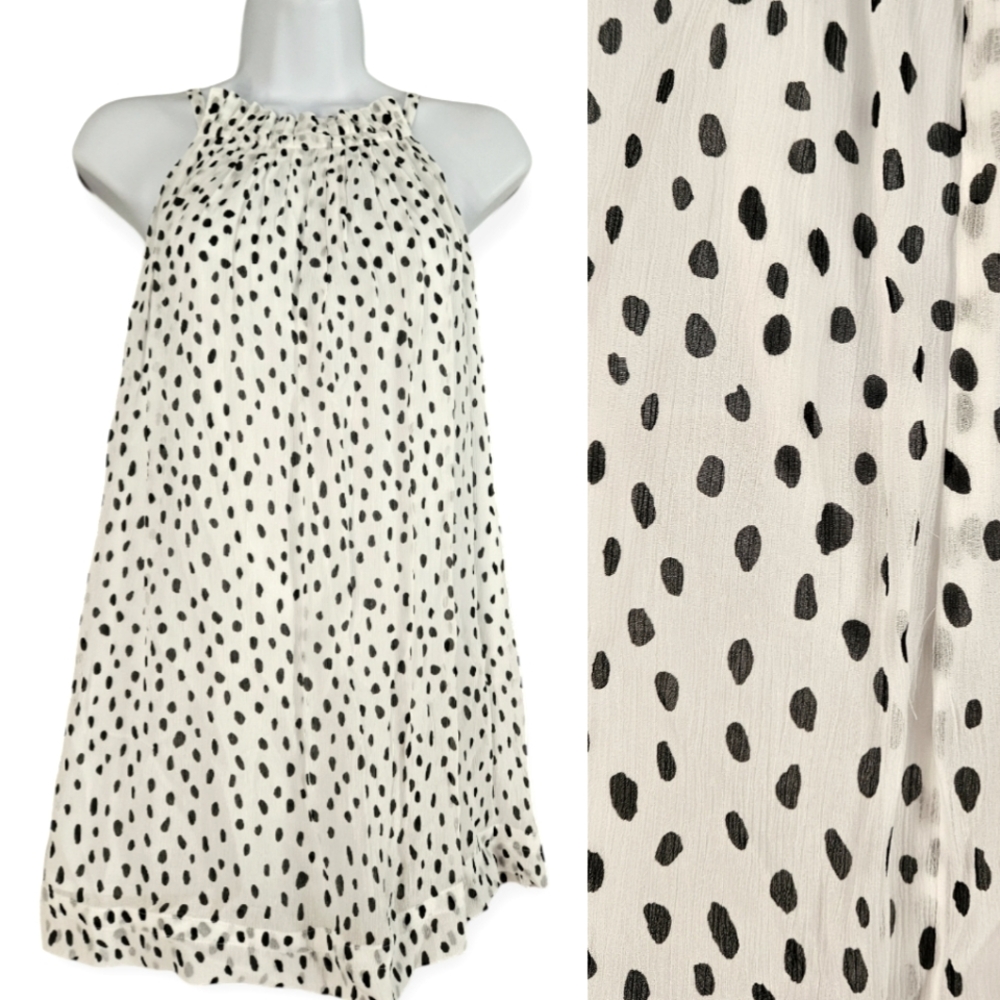 NWT Brooks Brothers white black dots tank top blouse Womens 14